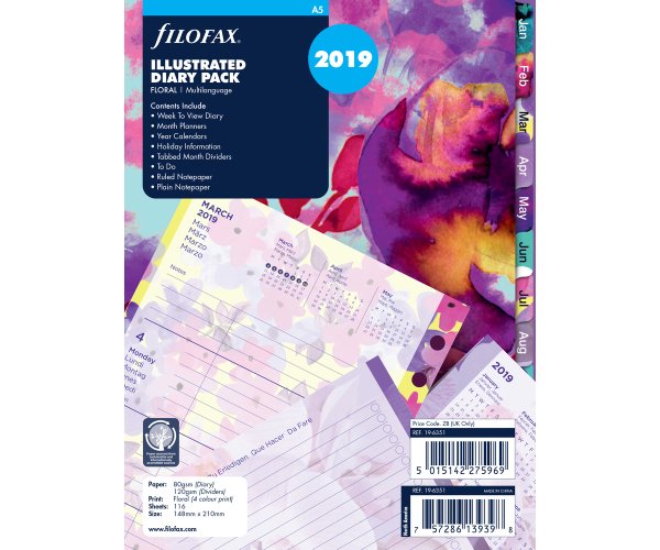 Filofax kompletní náplň A5 - Floral edice 2019