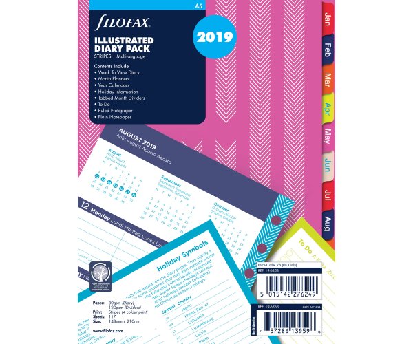 Filofax kompletní náplň A5 - Stripes edice 2019
