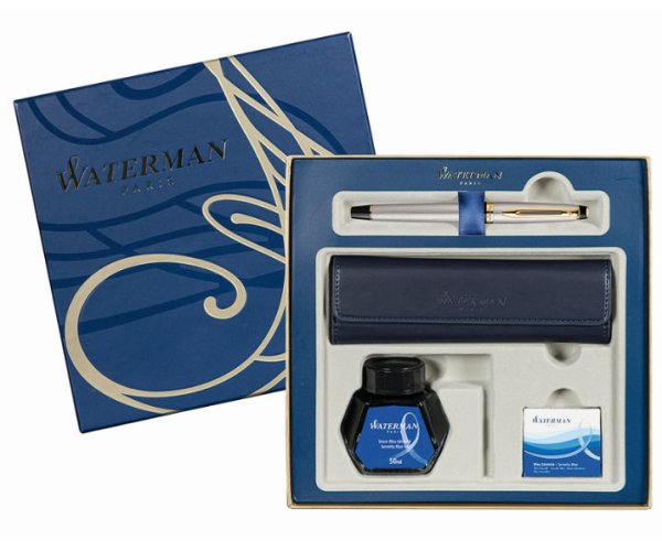 Waterman Expert Stainless Steel GT, dárková sada