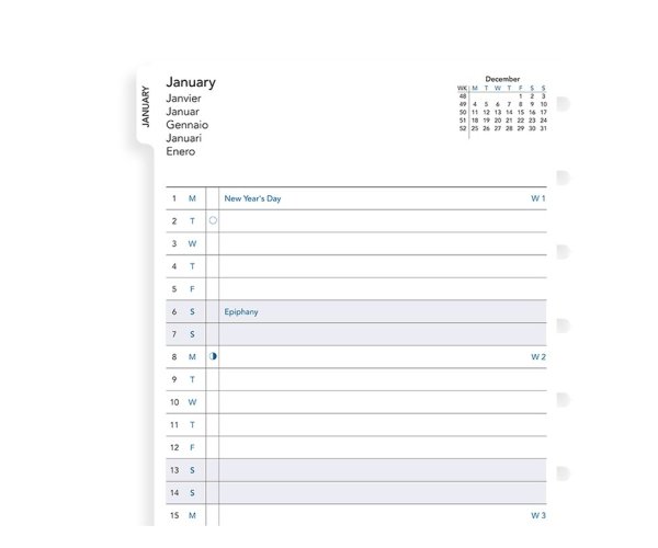 Filofax měsiční kalendář 2020 do zápisníků A5