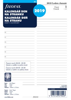 Filofax A5 kalendář 2020 ČJ+SJ den/1 stránka