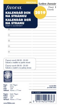 Filofax kalendář 2020 ČJ+SJ den/1 stránka