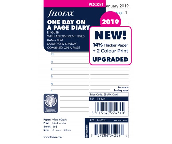 Filofax kalendář kapesní 2020 AJ den/1 strana