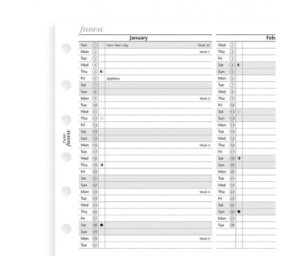 Filofax vertikální kalendář 2020 plánovací AJ - kapesní