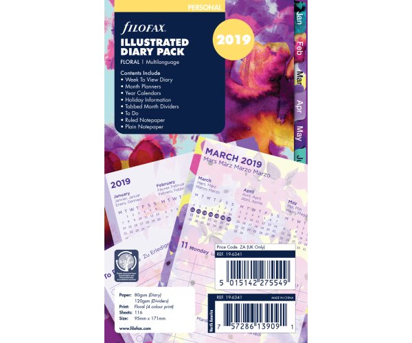 Filofax kompletní náplň Osobní - Floral edice 2020