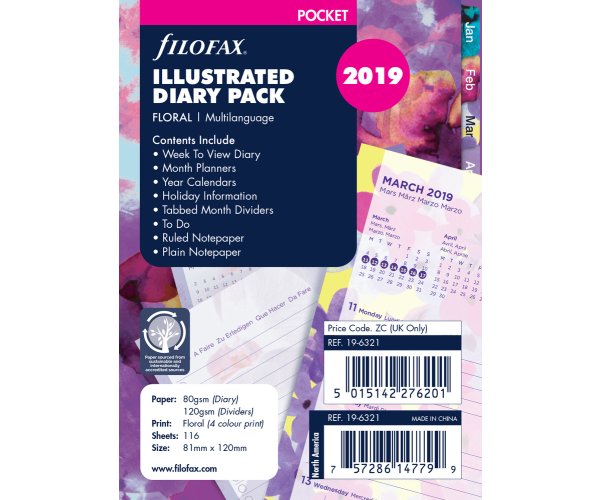 Filofax kompletní náplň kapesní - Floral edice 2020