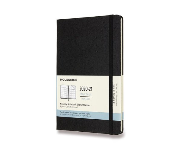 Diář Moleskine A5 18měsíční 2020-21 tvrdé desky měsíční černý