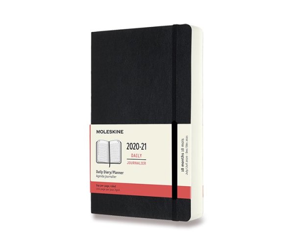 Diář Moleskine A5 18měsíční 2020-21 měkké desky denní černý
