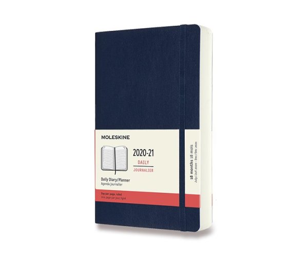 Diář Moleskine A5 18měsíční 2020-21 měkké desky denní modrý