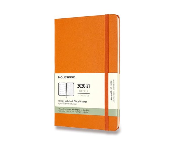 Diář Moleskine A5 18měsíční 2020-21 tvrdé desky týdenní oranžový