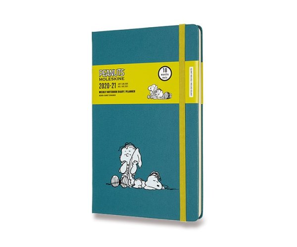 Diář Moleskine A5 18měsíční 2020-21 Peanuts tvrdé desky týdenní modrý