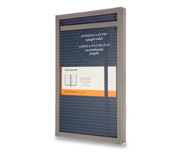 Zápisník Moleskine A5 modrý s GoPen, dárková sada