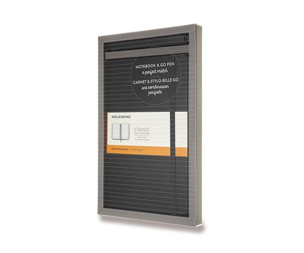 Zápisník Moleskine A5 černý s GoPen, dárková sada
