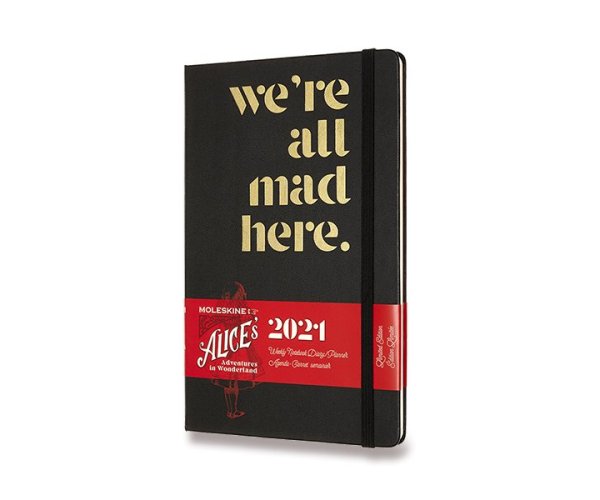 Diář Moleskine A5 Alice in Wonderland 2021 týdenní černý