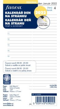 Filofax kalendář 2022 ČJ+SJ den/1 stránka