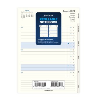 Filofax A5 kalendář 2023 do zápisníků měsíc/2 strany