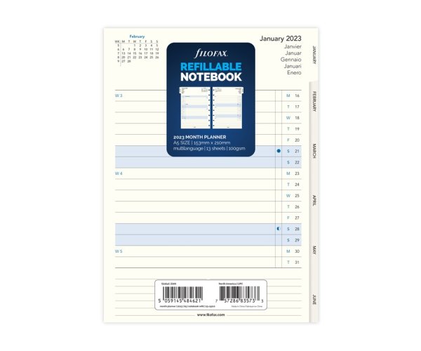 Filofax A5 kalendář 2023 do zápisníků měsíc/2 strany