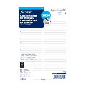 Filofax A5 kalendář 2024 ČJ+SJ den/1 stránka