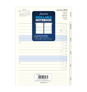 Filofax A5 kalendář 2024 do zápisníků měsíc/2 strany