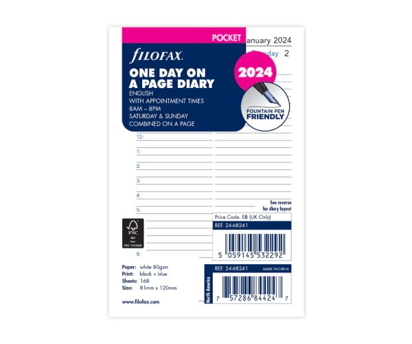 Filofax kalendář kapesní 2024 AJ den/1 strana