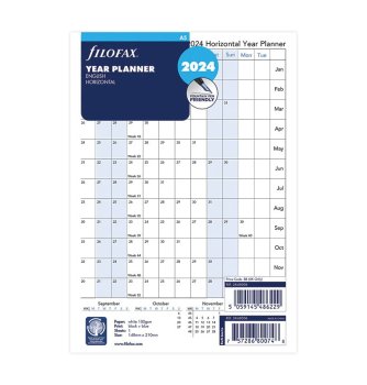 Filofax horizontální kalendář 2024 plánovací AJ - A5