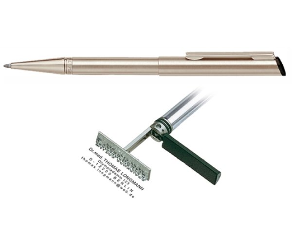 Heri Diagonal Pearl Nickel, kuličkové pero s razítkem