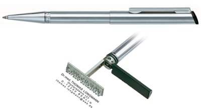 Heri Diagonal Stainless Steel, kuličkové pero s razítkem