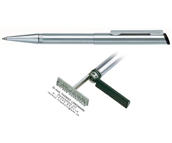 Heri Diagonal Stainless Steel, kuličkové pero s razítkem