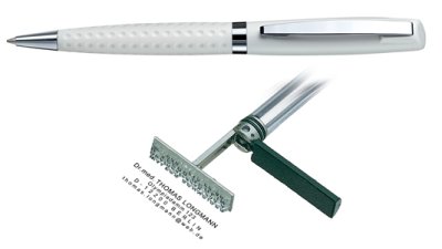 Heri Classic Grip White, kuličkové pero s razítkem