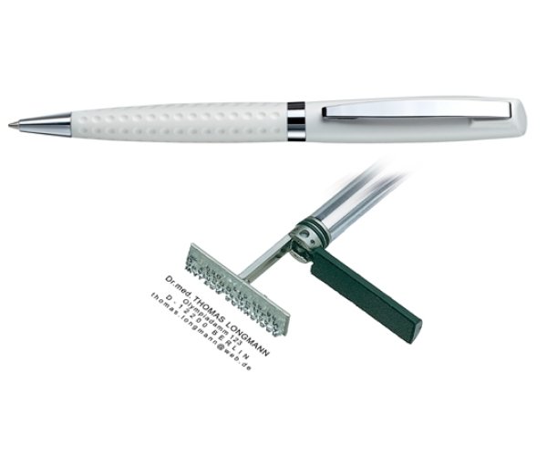 Heri Classic Grip White, kuličkové pero s razítkem
