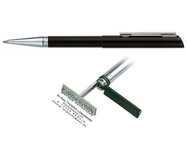 Heri Diagonal Black CT, kuličkové pero s razítkem