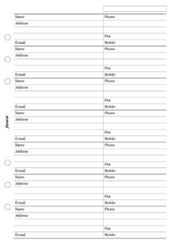 Filofax A5 Adresář - jméno, adresa, e-mail, telefon, fax, mobil
