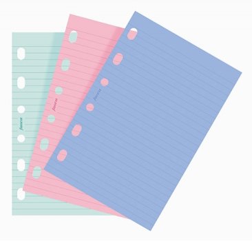 Filofax papír linkovaný, fashion barvy, 30 listů - kapesní