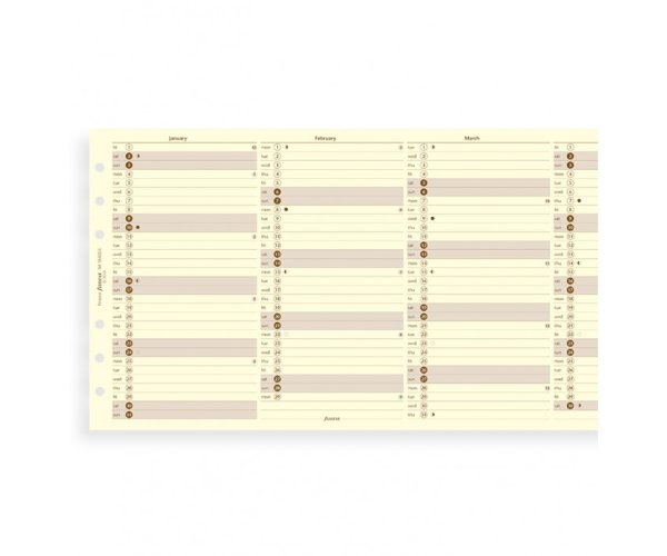 Filofax vertikální krémový kalendář 2019 plánovací AJ - Osobní