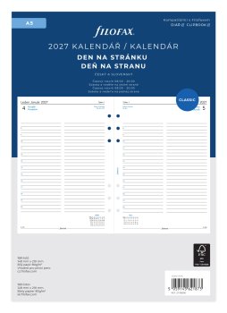 Filofax A5 kalendář 2027 ČJ+SJ den/1 stránka