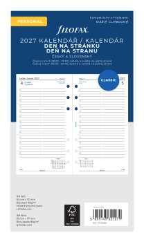 Filofax kalendář 2027 ČJ+SJ den/1 stránka