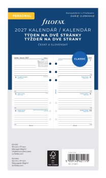 Filofax kalendář 2027 ČJ+SJ týden/2 stránky