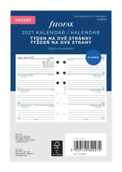 Filofax kalendář kapesní 2027 ČJ+SJ týden/2 stránky
