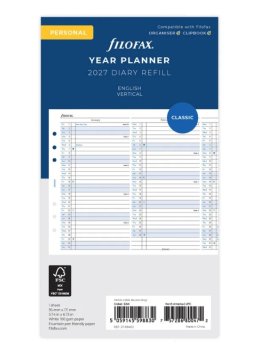 Filofax vertikální kalendář 2027 plánovací AJ - osobní